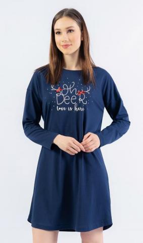 Dámská noční košile Vienetta Secret Oh deer modrá