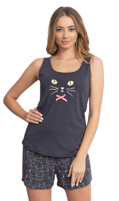 Dámské šortkové pyžamo Vienetta Secret Cat