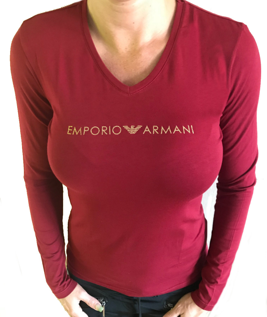 Dámské tričko Emporio Armani 163141 8A225 vínové
