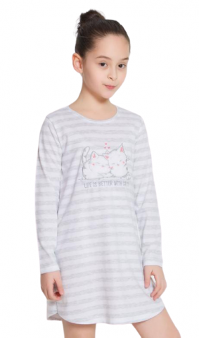 Dětská noční košile s dlouhým rukávem Vienetta Secret Koťata