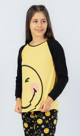 Dětské pyžamo dlouhé Vienetta Secret Úsměv žluté